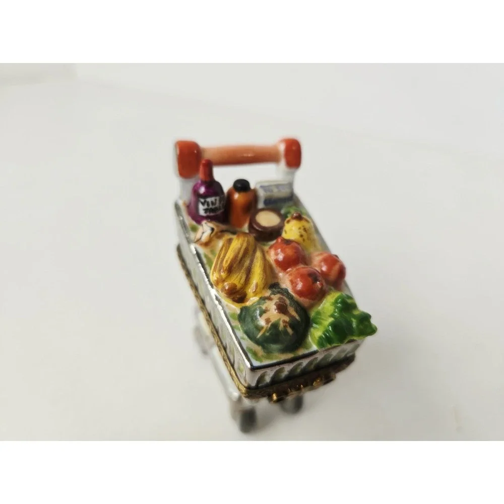 Elda Creation trinket box shopping grocery cart Limoges France